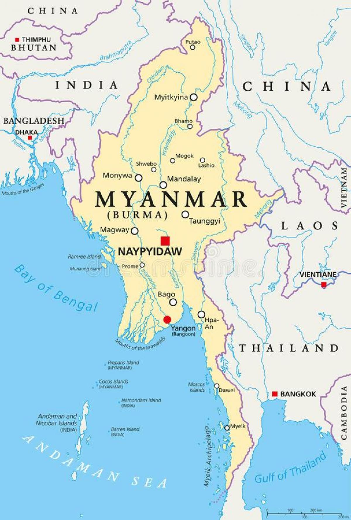 naypyidaw მიანმარის რუკა